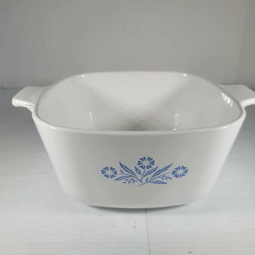 NO LID Corning Ware Blue Cornflower Casserole Dish 1.75 QT P-1 3/4-B White Vth